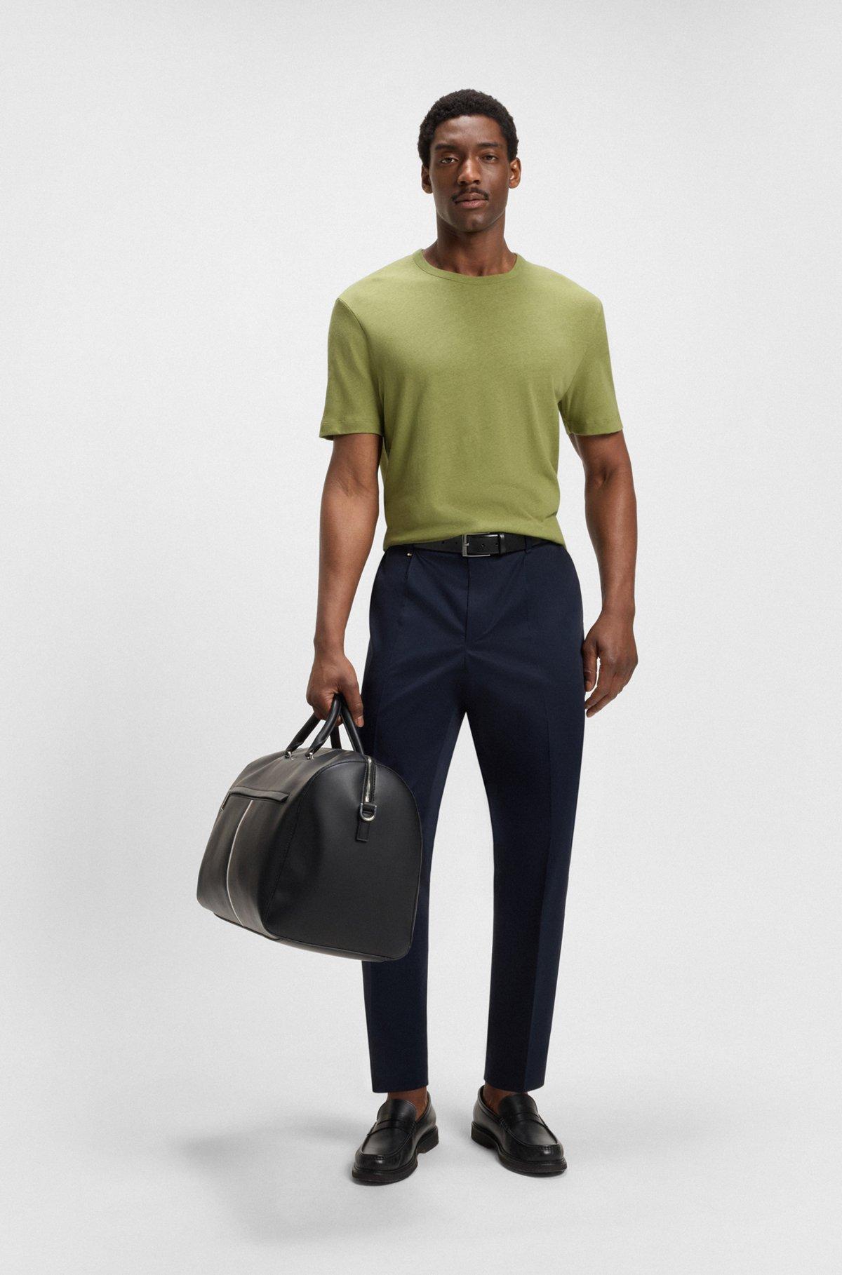 BOSS - Regular-fit T-shirt in cotton and linen - Green Product Image