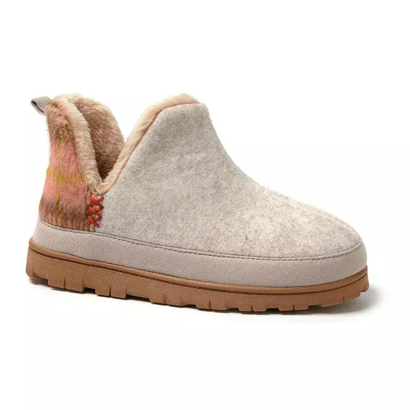 Dearfoams Womens Ember Faux Fur Lined Bootie Slippers Light Grey Gray Product Image