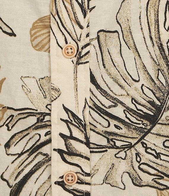 Rowm's Outsider's Oasis Short Sleeve Textured Palm Print Shirt Product Image