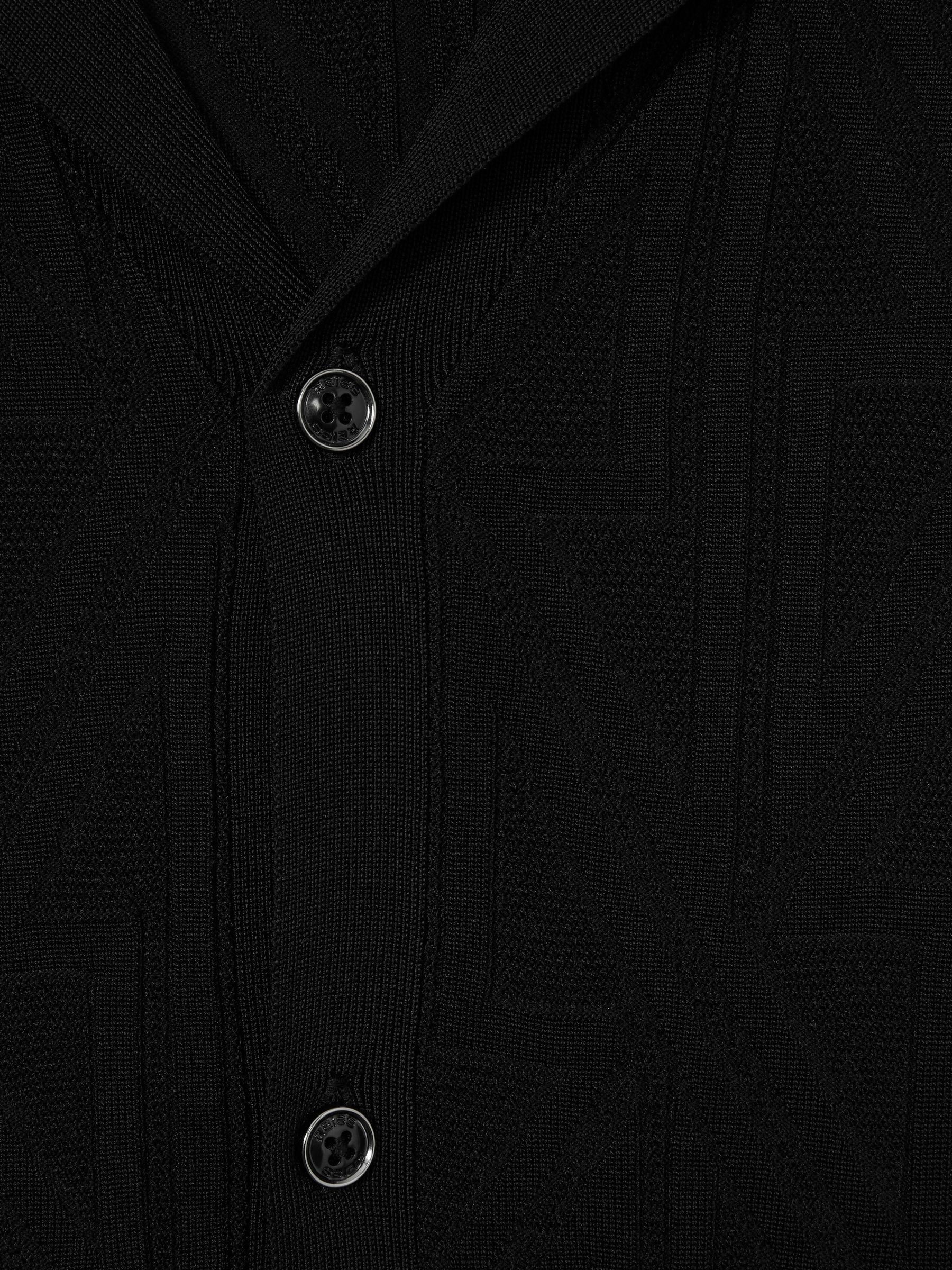 Jacquard Cuban-Collar Button-Through Shirt in Black Product Image