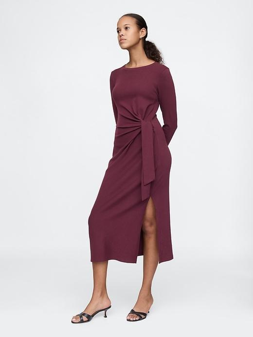 Modern Rib Tie-Knot Midi Dress Product Image