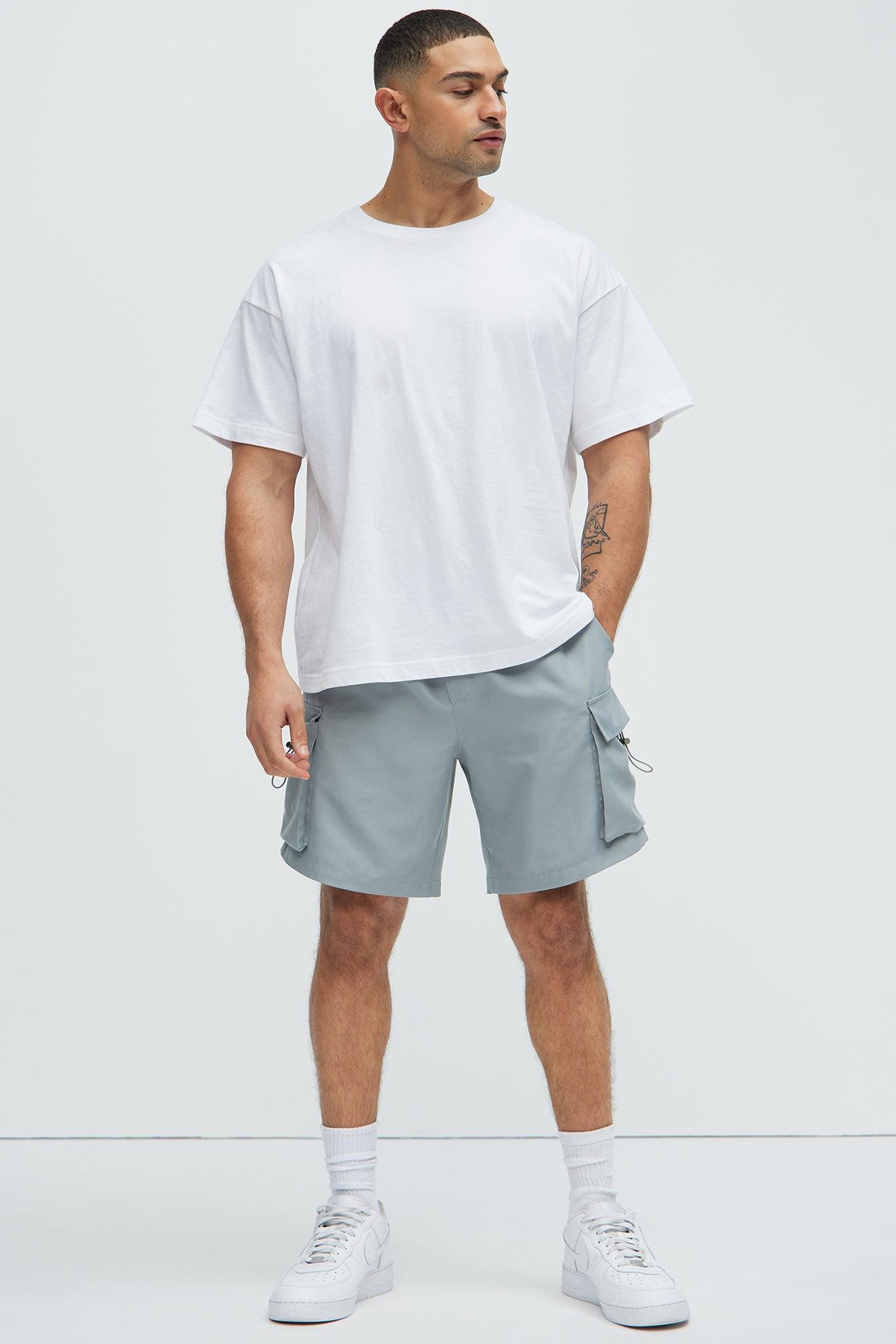 Keep It Coming Cargo Nylon Shorts - Grey Product Image