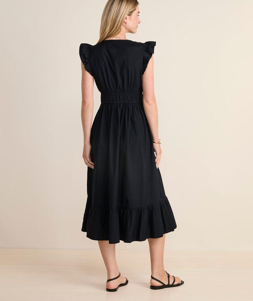 Marina Poplin Flutter-Sleeve Midi Dress Product Image