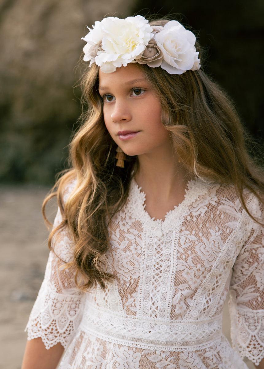 Maeby Dress in Ivory Girls Product Image