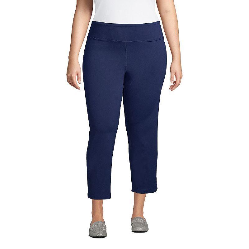 Plus Size Lands End Active Crop Yoga Pants, Womens Green Moss Product Image