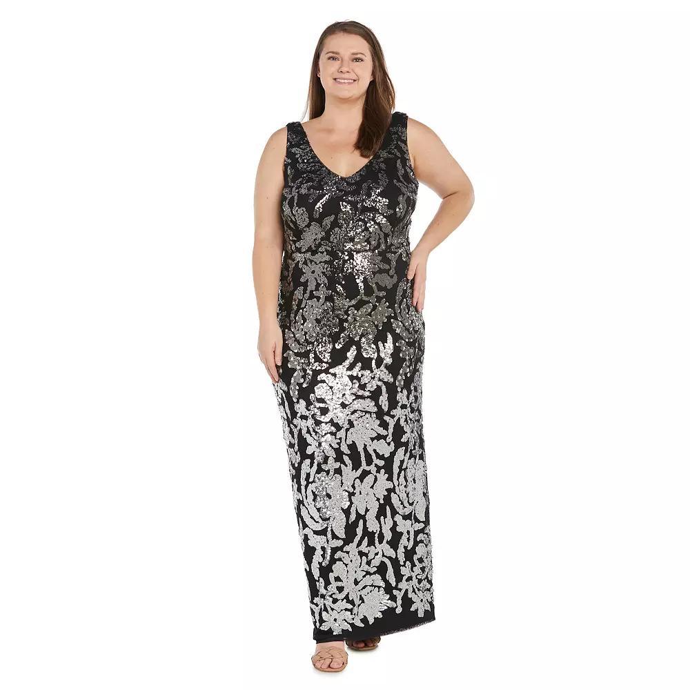 Plus Size R&M Richards Festival Jersey Dress, Women's, Size: 18 W, Black Grey Product Image
