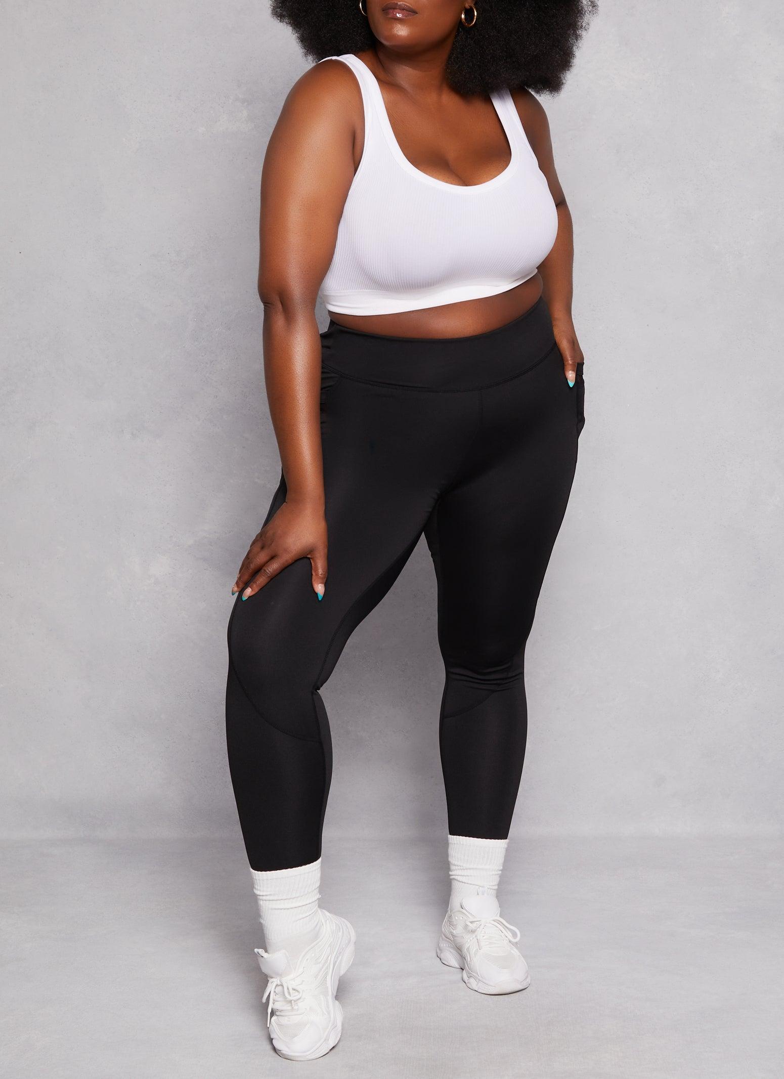 Womens Plus Size Mesh Pocket Detail Leggings Product Image