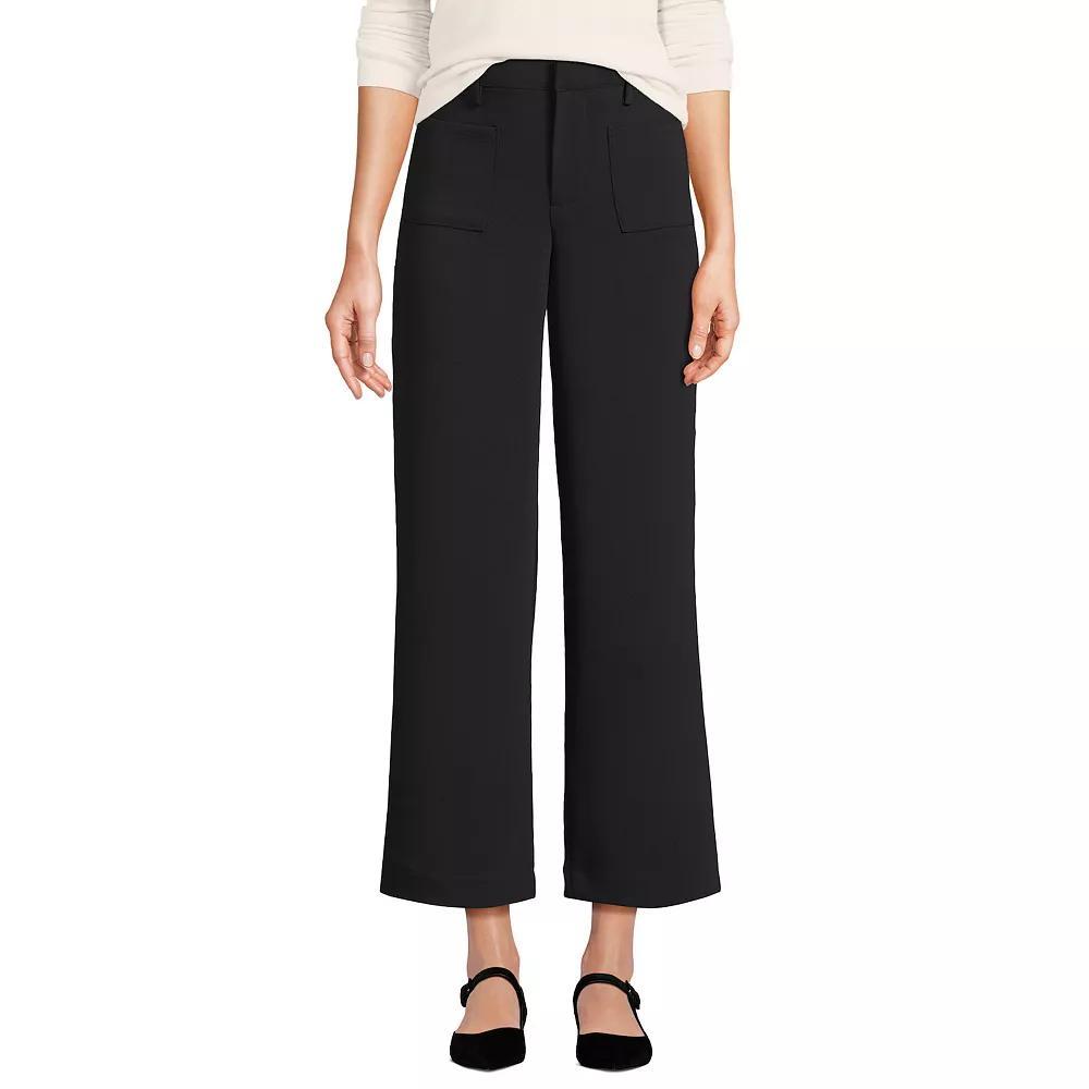 Women's Lands' End High Rise Patch Pocket Wide Leg Crop Pants, Size: 14, Black Product Image