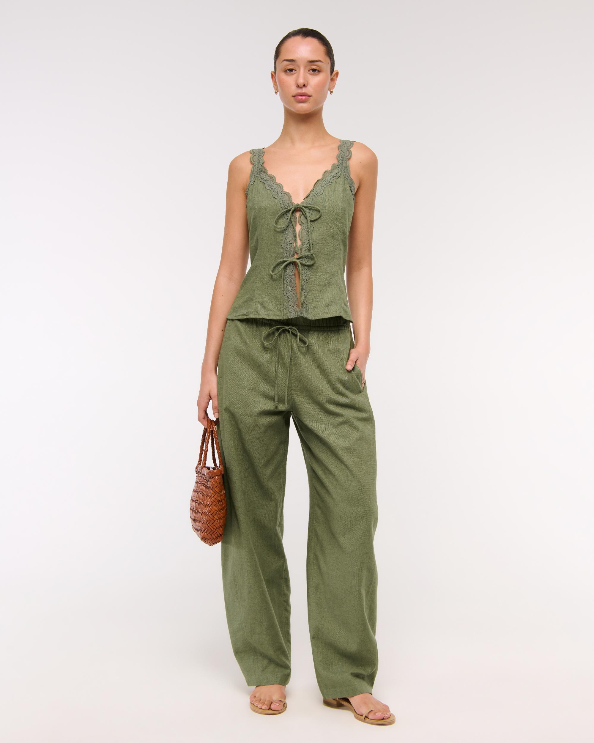 Linen-Blend Barrel Pull-On Pant Product Image