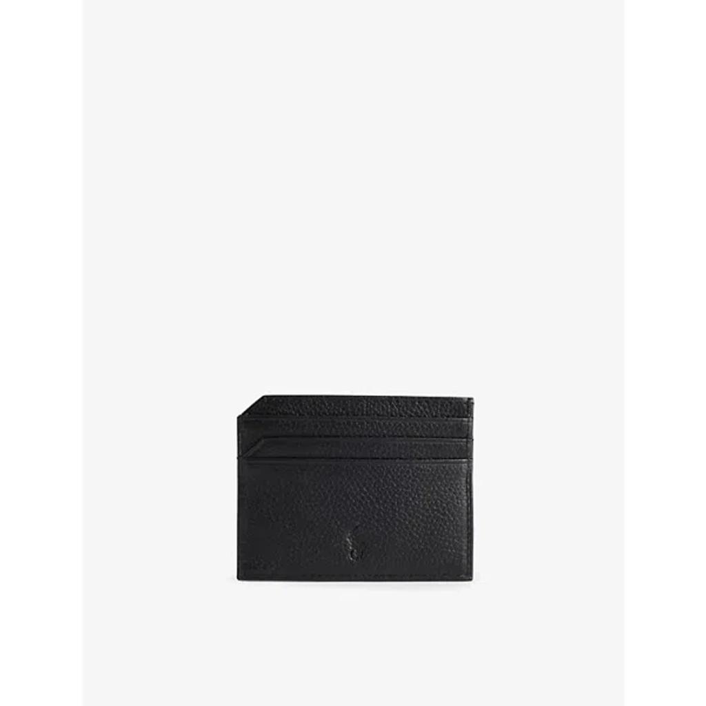 POLO RALPH LAUREN Mens Foiled-branding Leather Card Holder Black Product Image