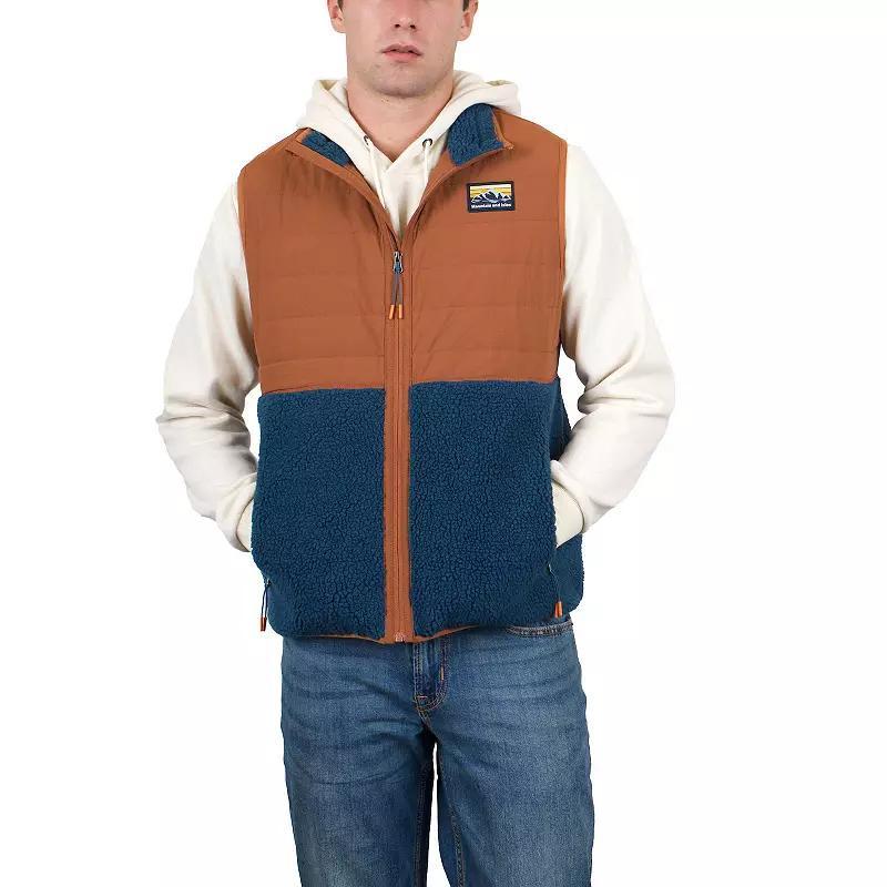 Mens Mountain and Isles Zip Front Vest Silver Blue Navy Product Image