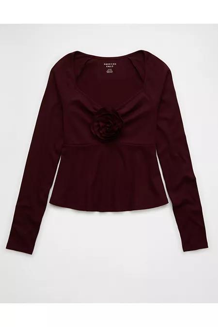 AE Long-Sleeve Rose Babydoll Shirt Womens Product Image