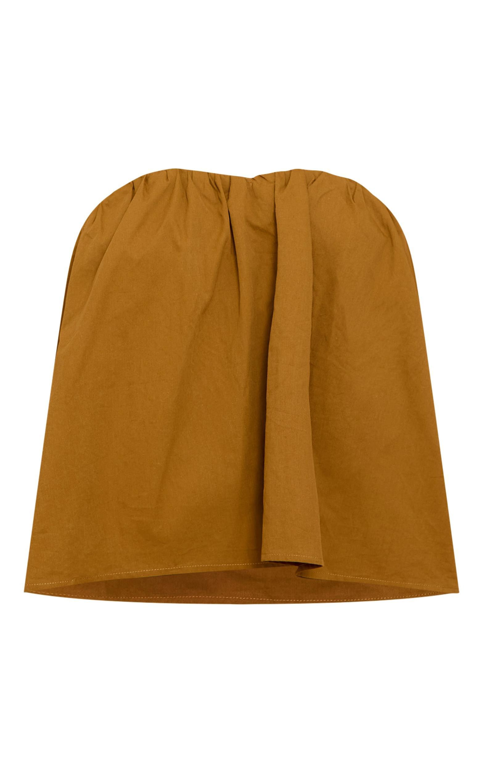  Olive Cotton Woven Ruched Floaty Bandeau Top Product Image