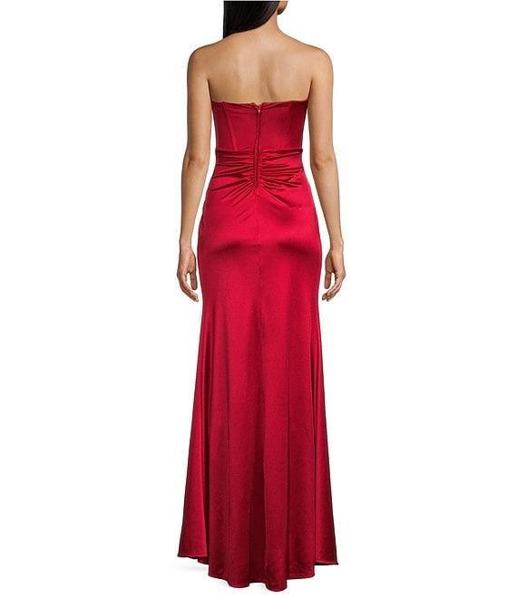 Honey and Rosie Sateen Sweetheart Neck Strapless Corset Long Dress Product Image