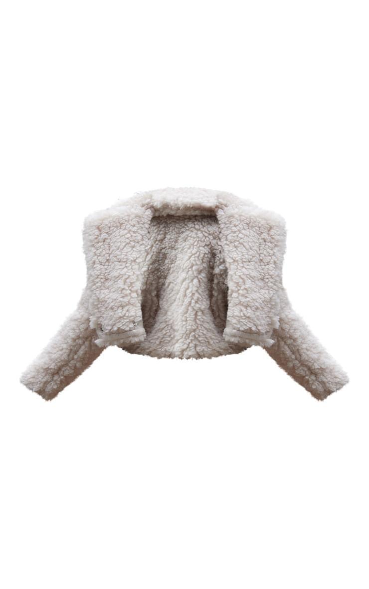 Plus Cream Teddy Faux Fur Cropped Coat Product Image