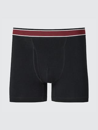 Mens Cotton Waist Striped Boxer Briefs with Deodorizing Black Small UNIQLO US Product Image