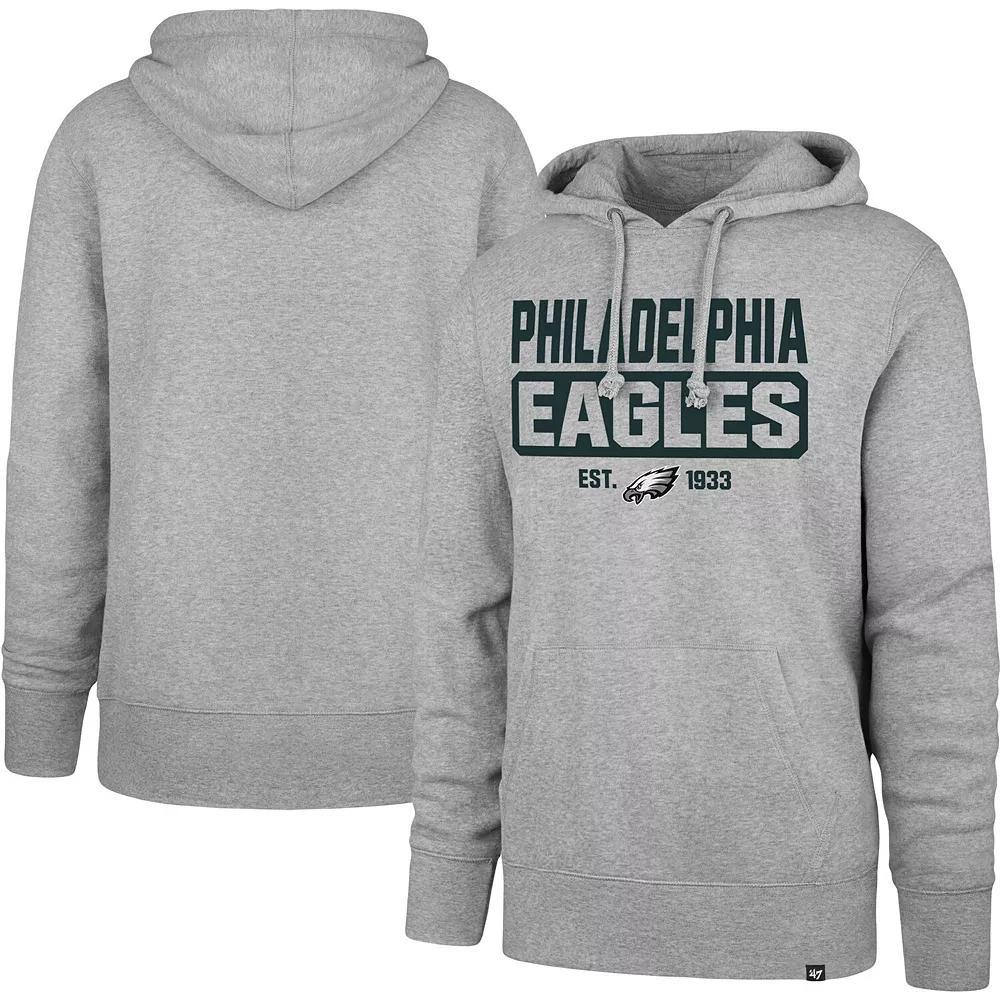 Men's '47 Heather Gray Philadelphia Eagles Box Out Headline Pullover Hoodie,  Product Image