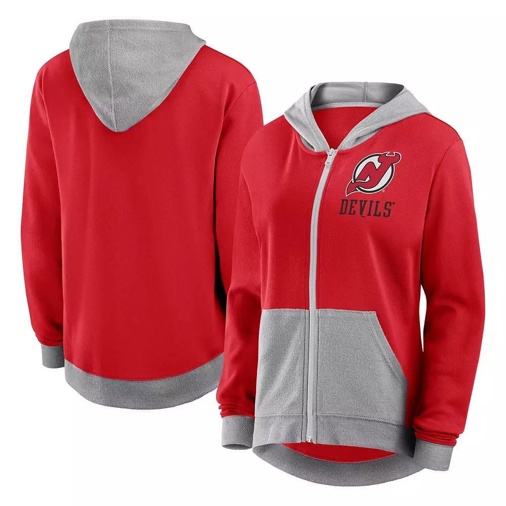 Women's Red New Jersey Devils Hit It French Terry Full-Zip Hoodie,  Product Image