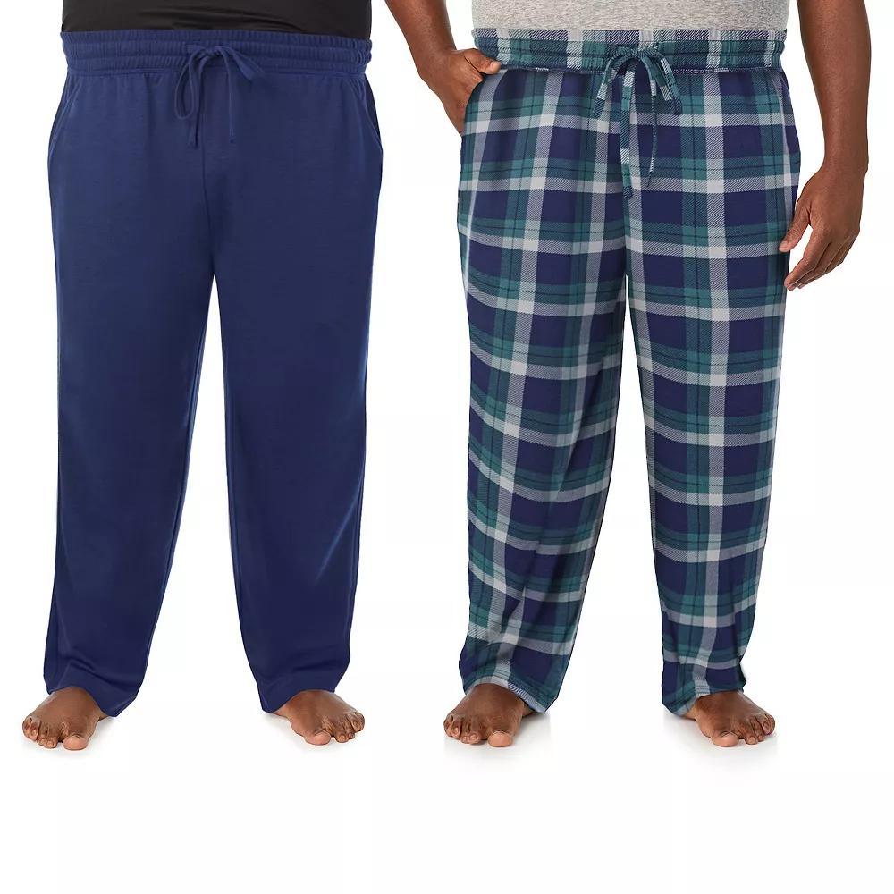 Big & Tall Cuddl Duds® 2-Pack French Terry Pajama Pants Set, Men's, Size: 2XB, Blue Plaid Product Image