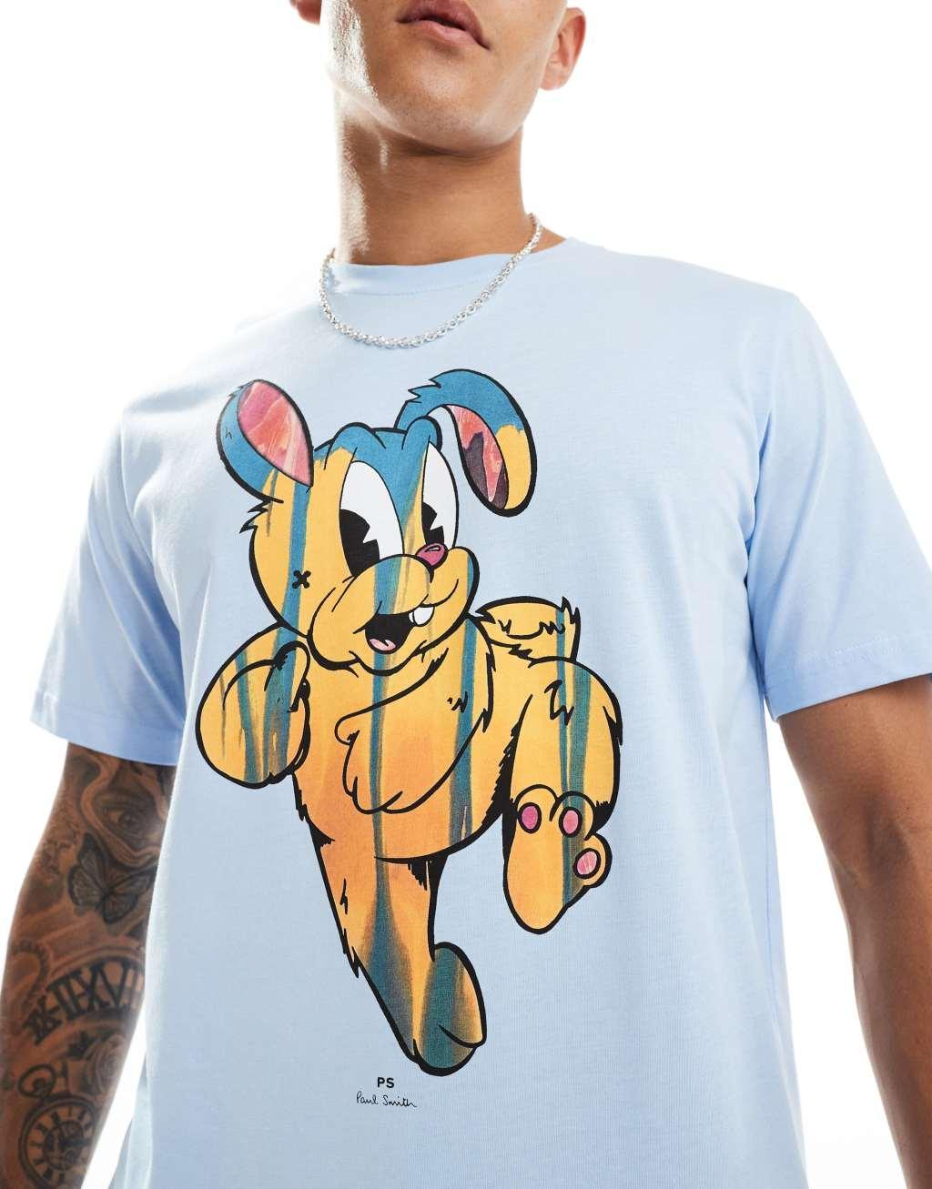 PS Paul Smith T-shirt with bunny print in light blue Product Image