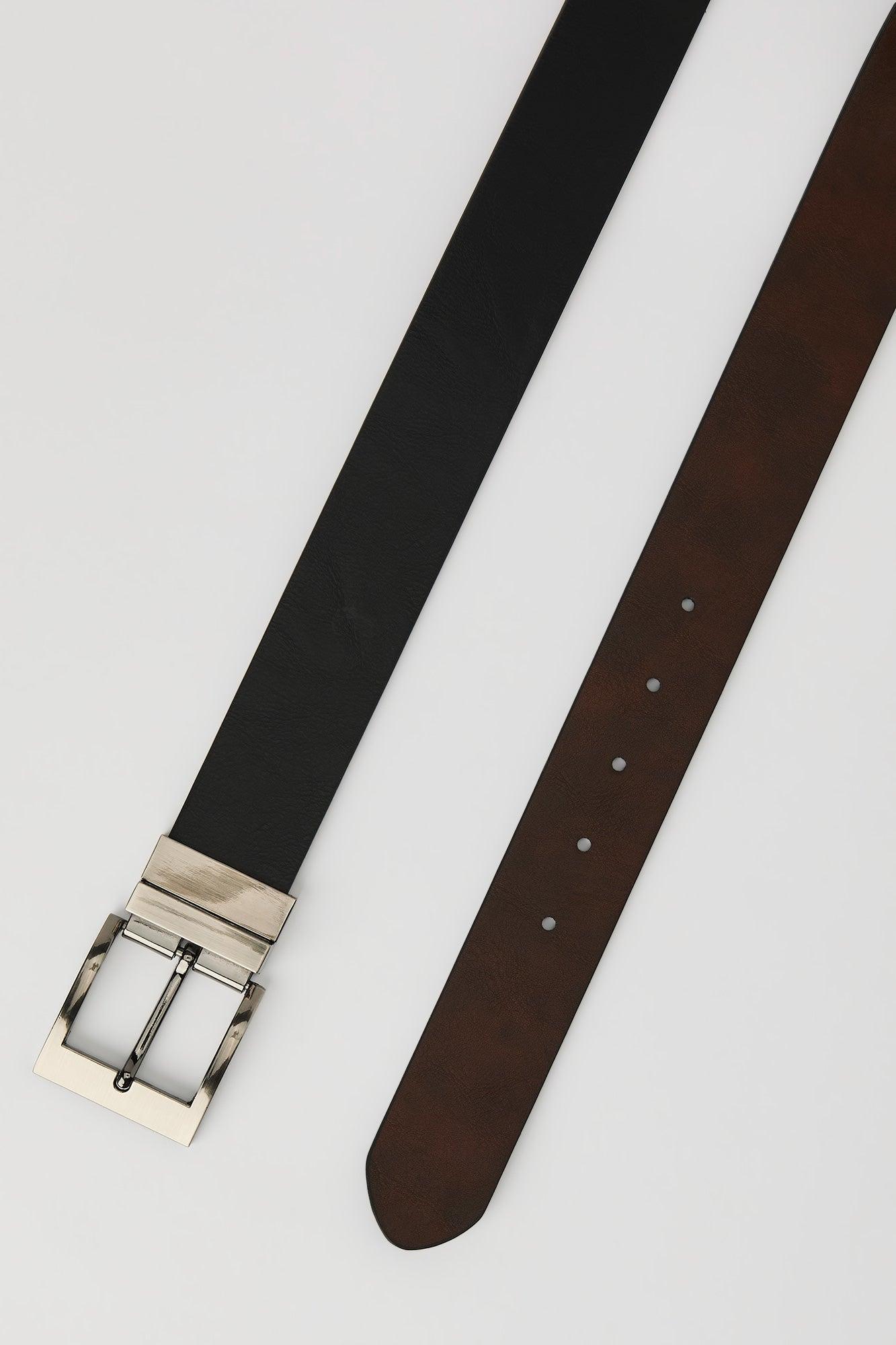 Reversible Faux Leather Square Buckle Belt Male Product Image