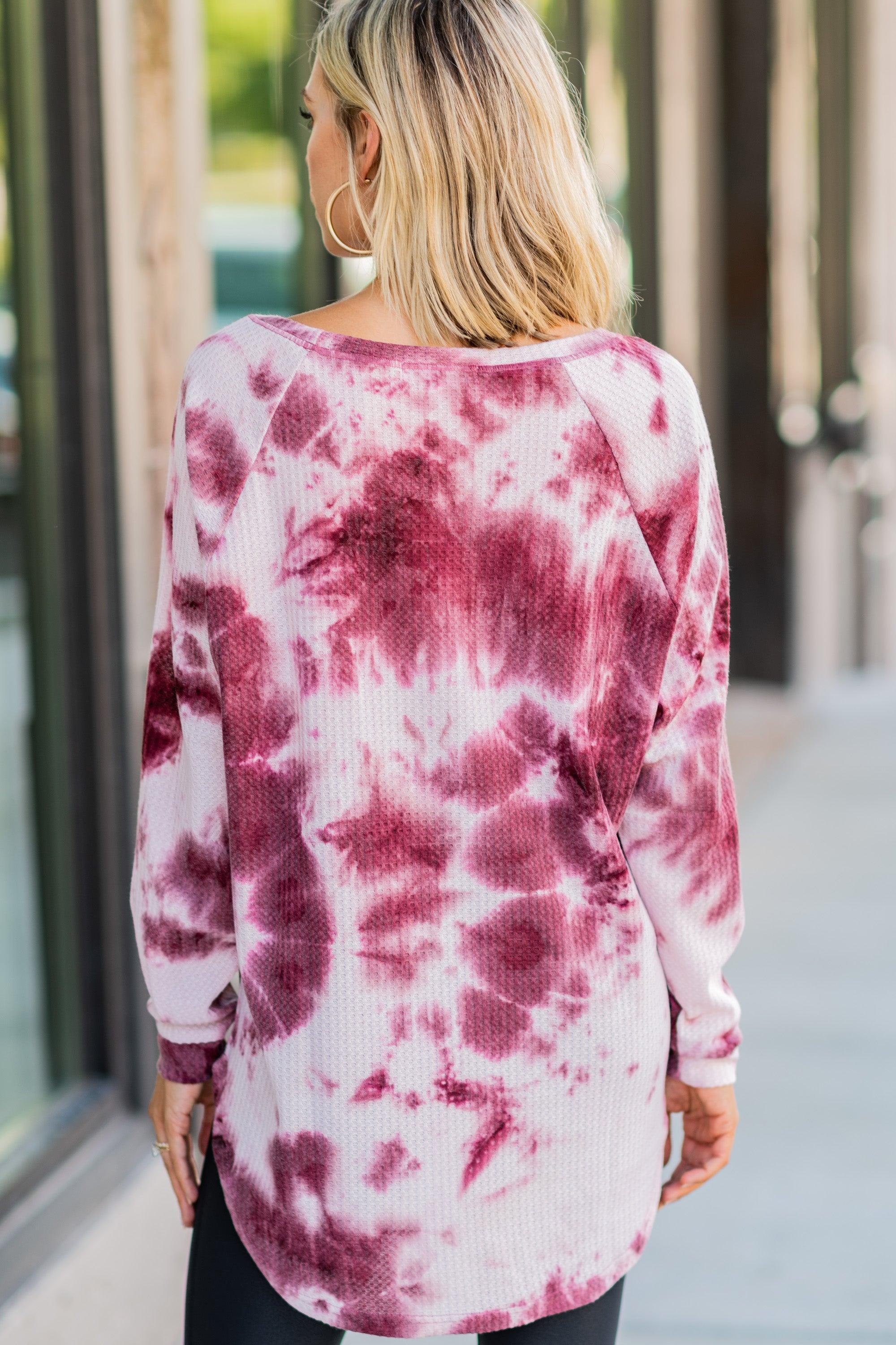 Easy Like Sunday Wine Red Tie Dye Tunic Female Product Image