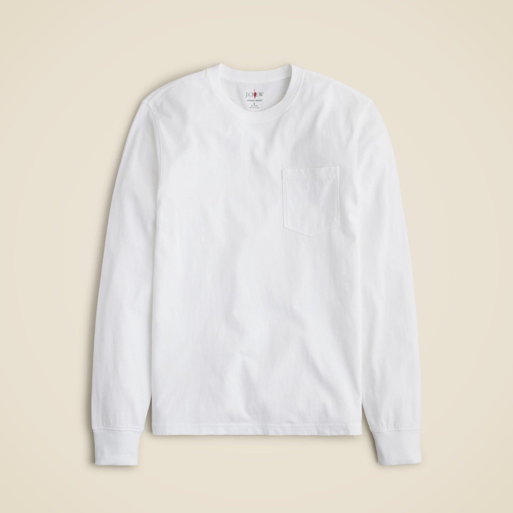 Long-sleeve vintage-wash cotton pocket T-shirt Product Image