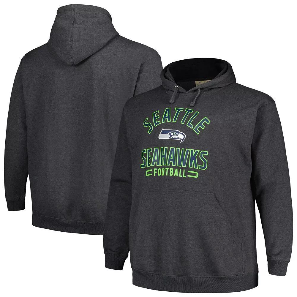 Men's Fanatics Branded Heather Charcoal Seattle Seahawks Big & Tall Pullover Hoodie,  Product Image