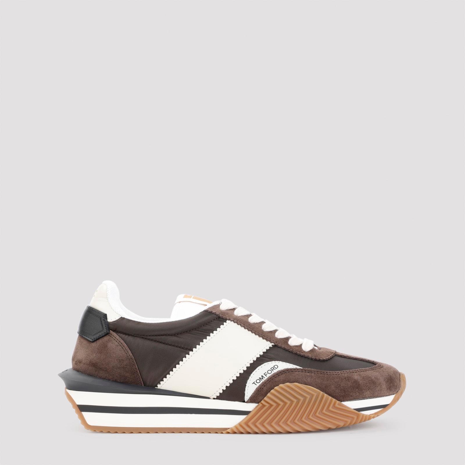 TOM FORD James Suede And Mesh Sneakers In Grey Product Image