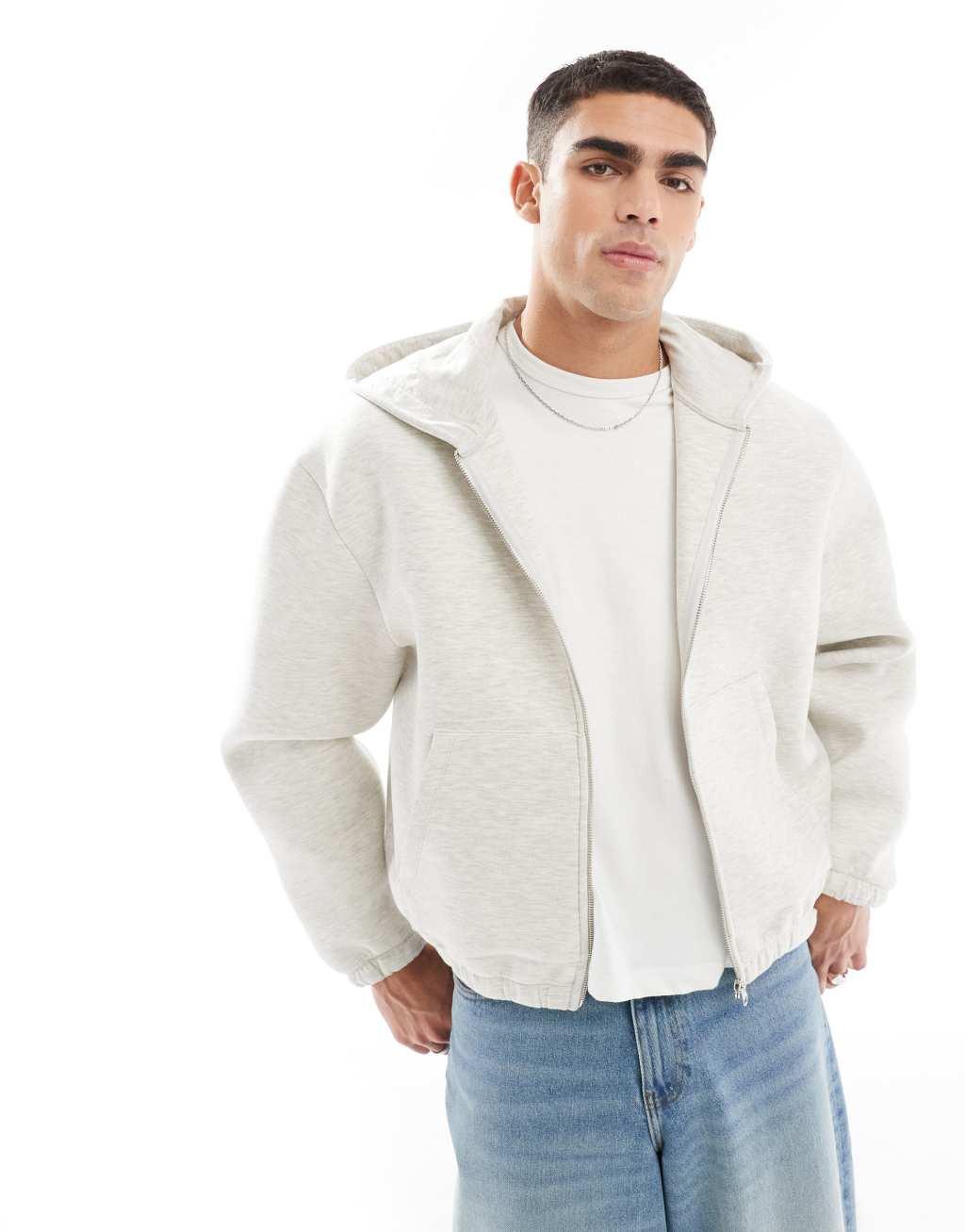 ASOS DESIGN oversized scuba hoodie in white heather Product Image