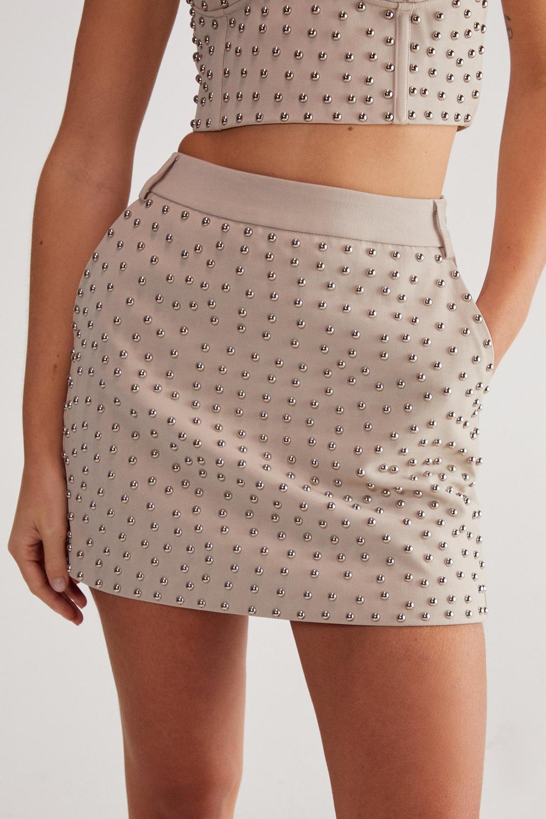 Premium Tailored Studded Mini Skirt Product Image