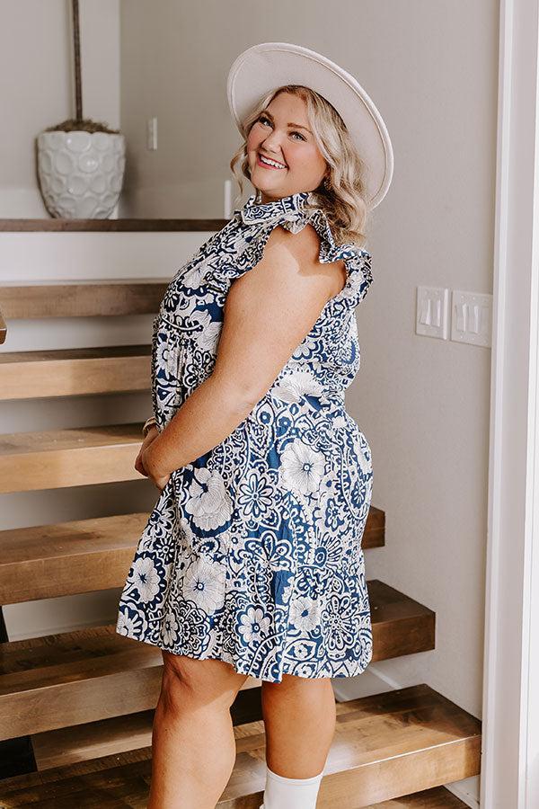 Hello Lovely Floral Dress In Navy Curves Product Image