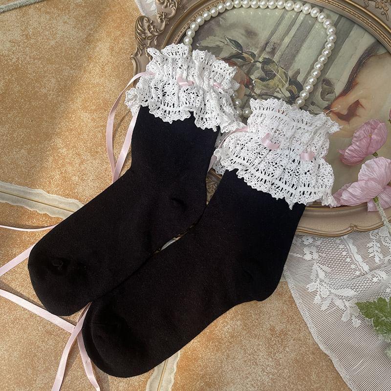 Ribbon Lace Trim Socks (Various Designs) Product Image