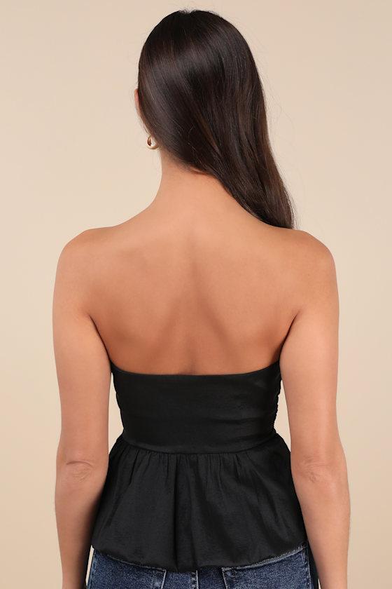 Celinda Black Strapless Bubble-Hem Top Product Image
