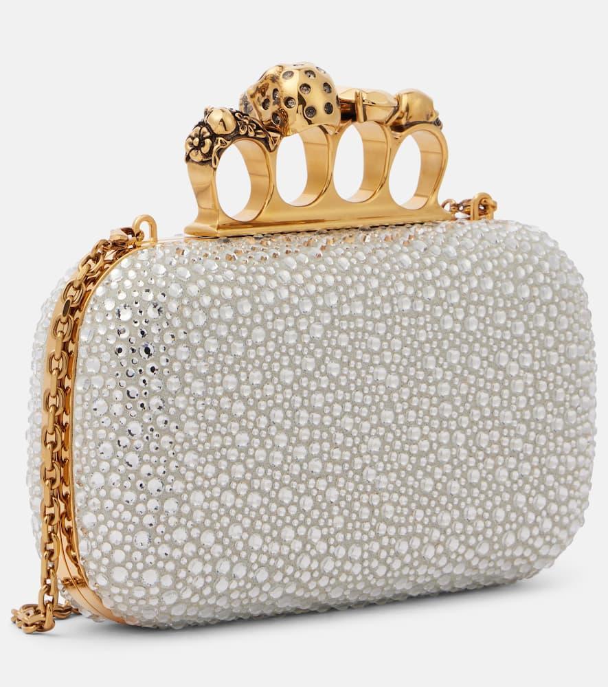 ALEXANDER MCQUEEN Skull Knuckle Embellished Clutch In Metallic Product Image