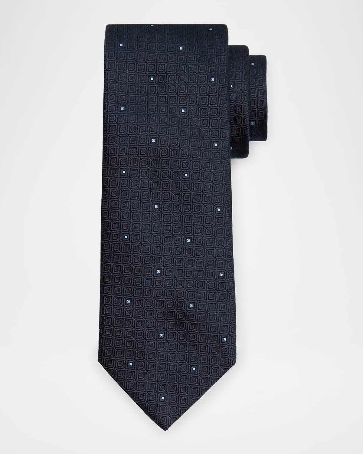 Mens Geometric Jacquard Silk Tie Product Image