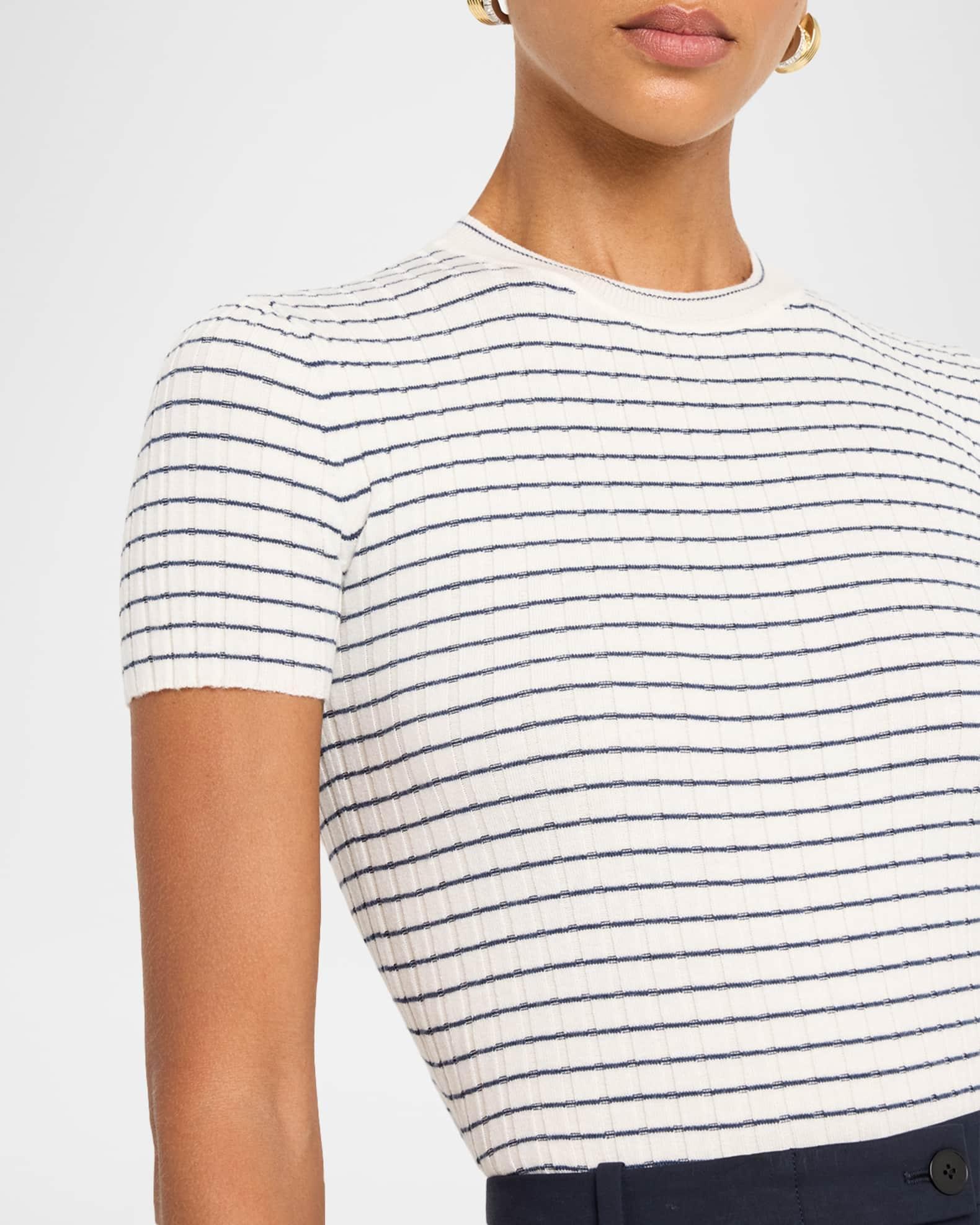 Striped Crewneck Rib Knit Tee Product Image
