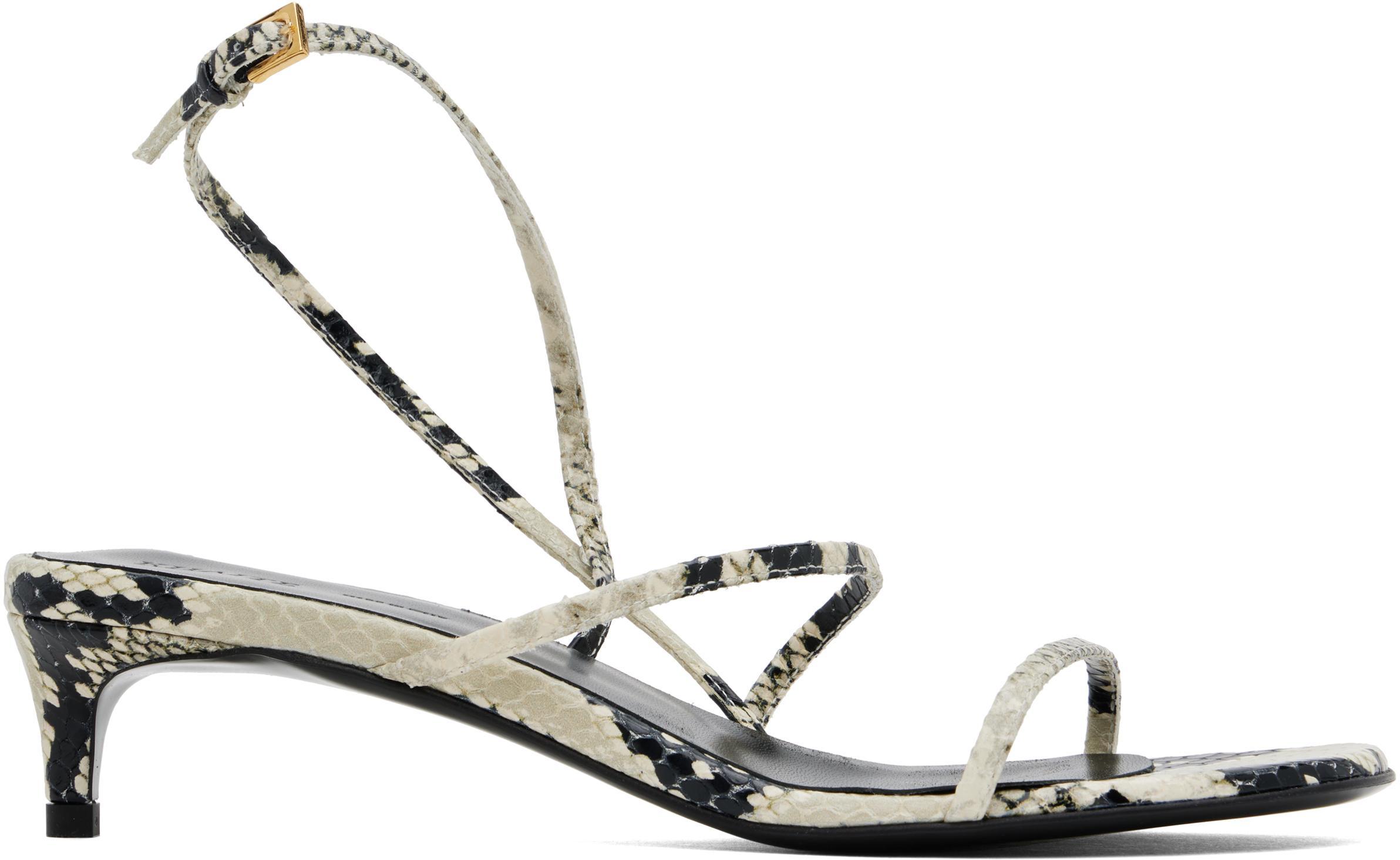 KHAITE Strappy Python-embossed Kitten Sandals In 121 Natural Product Image