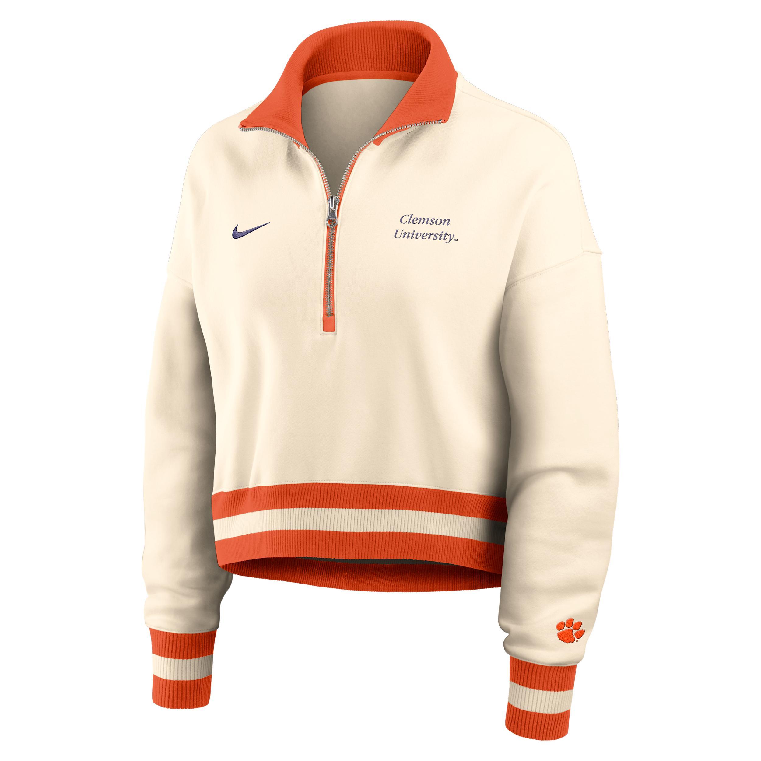 Clemson Legacy Nike Women's College Cropped 1/4-Zip Crew Product Image