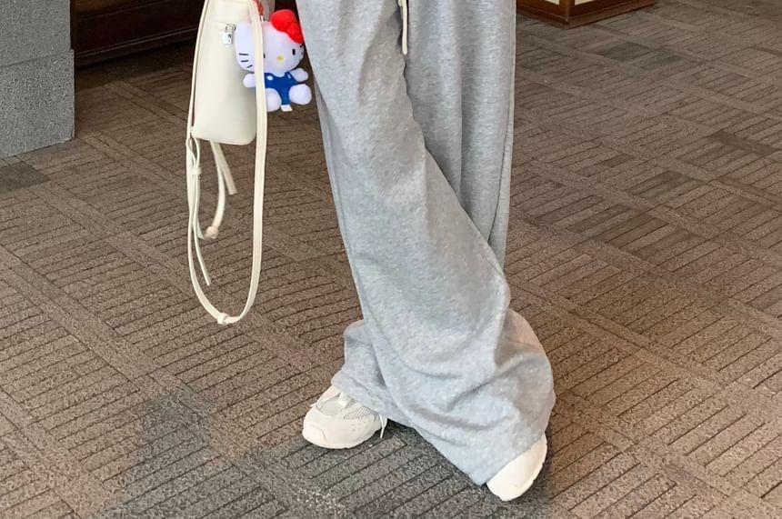 Drawstring Waist Two Tone Fleece-Lined Sweatpants Product Image