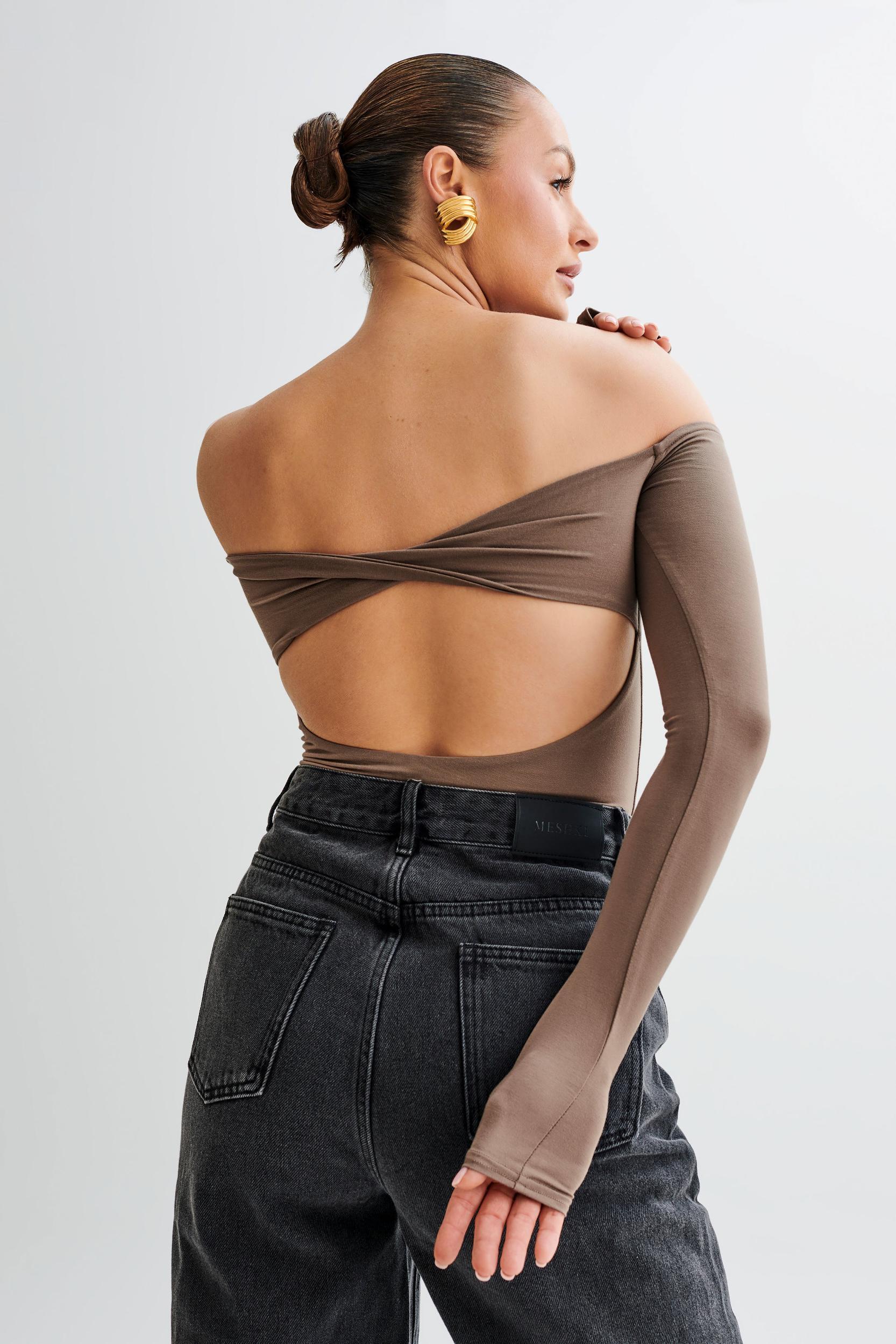Peta Off Shoulder Modal Long Sleeve Bodysuit - Coco Product Image