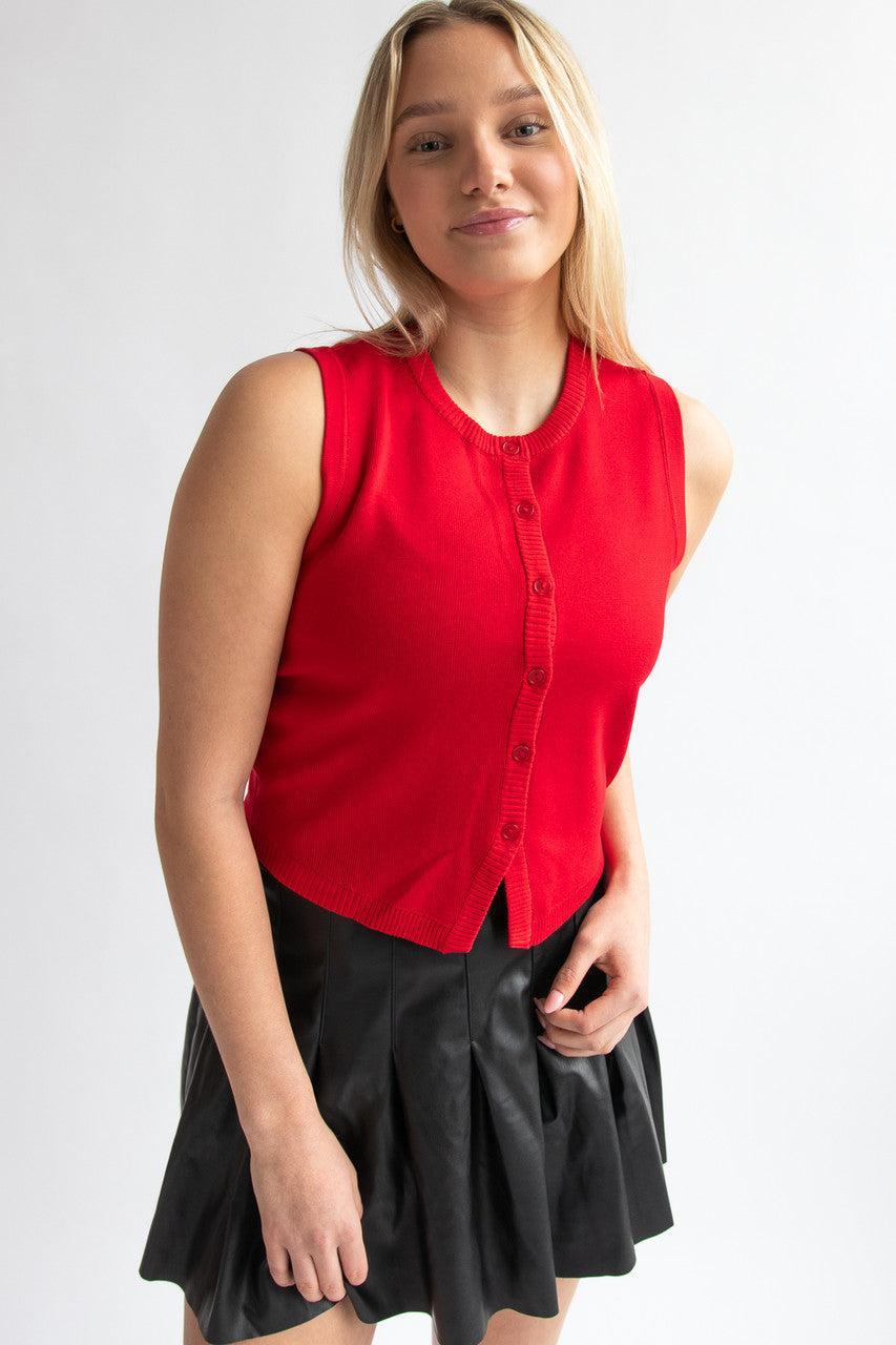 Button Front Lightweight Sweater Vest Product Image