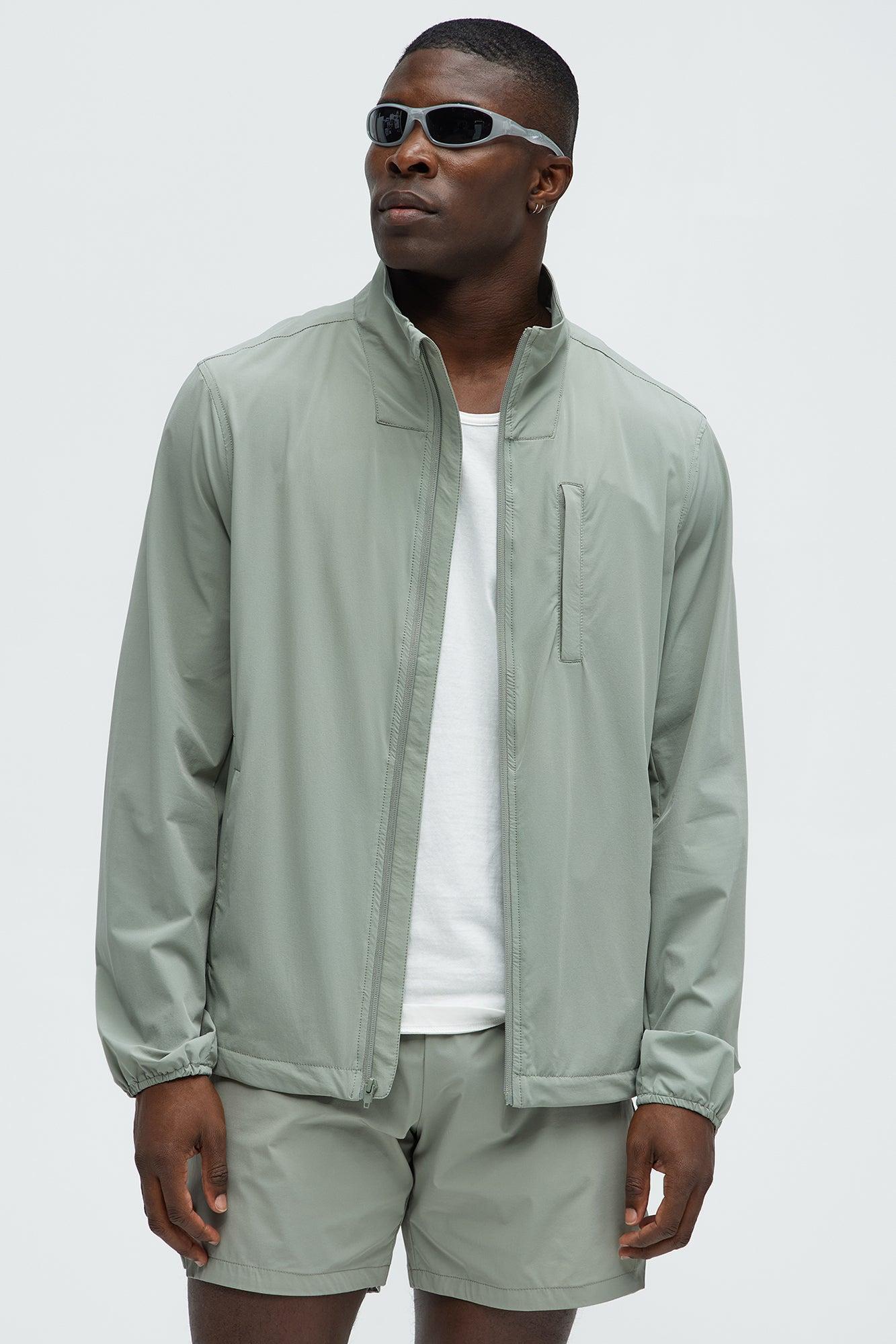 Lightweight Stretch Running Windbreaker Jacket - Sage Product Image