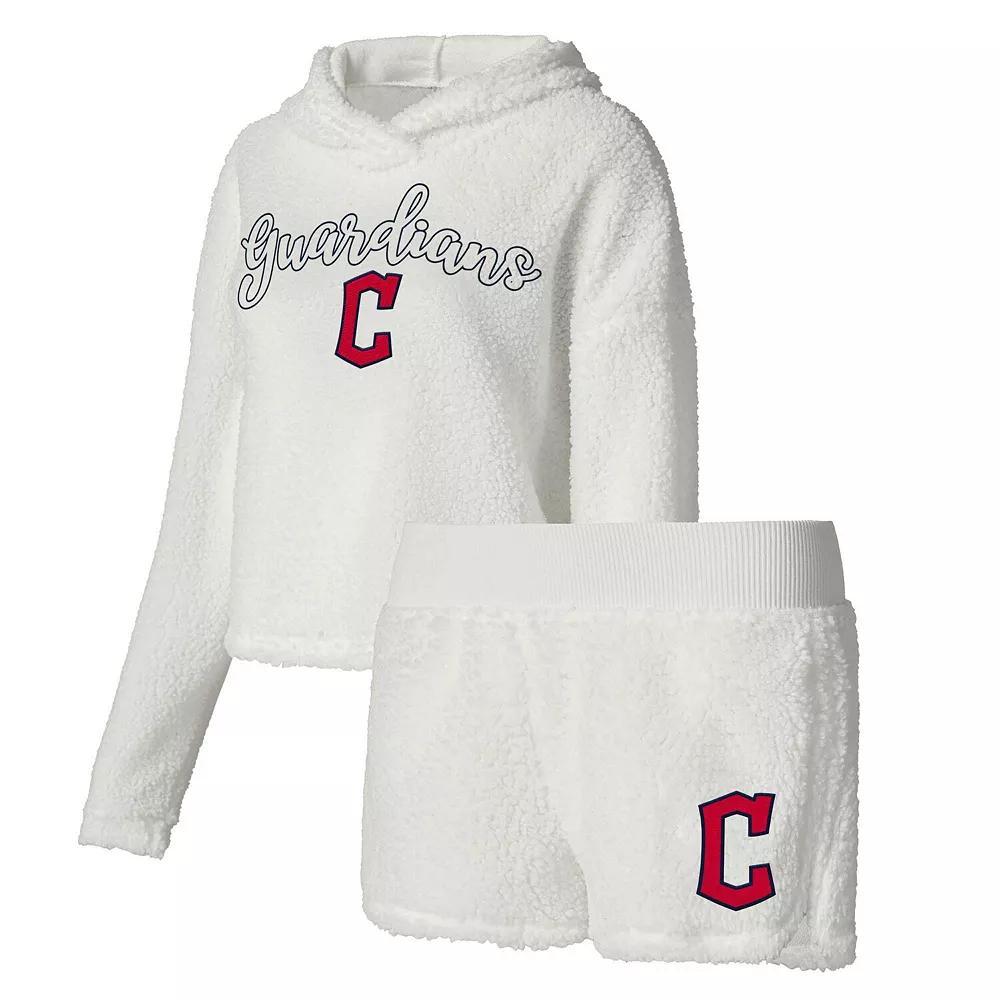 Women's Concepts Sport Cream Cleveland Guardians Fluffy Hoodie Top & Shorts Sleep Set,  Product Image