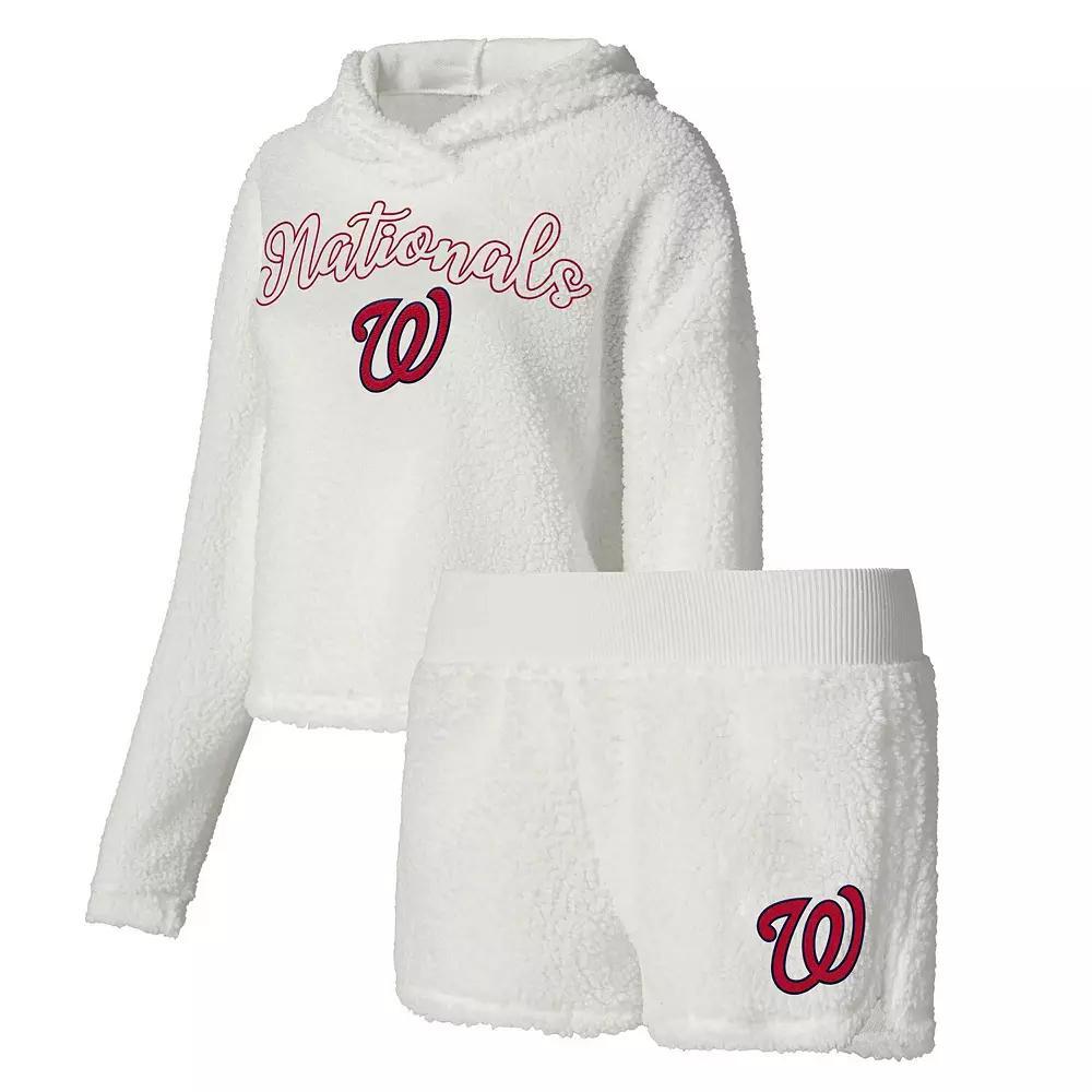 Women's Concepts Sport Cream Washington Nationals Fluffy Hoodie Top & Shorts Sleep Set,  Product Image