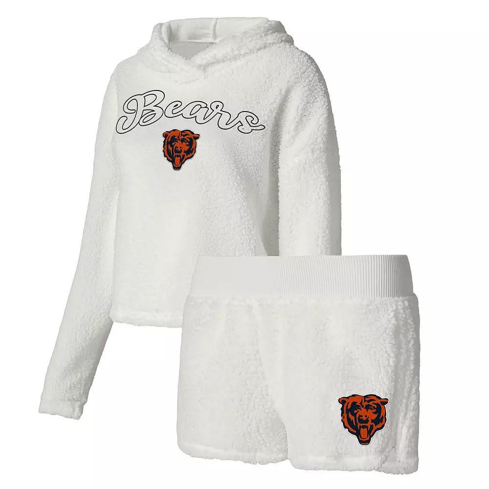 Women's Concepts Sport  White Chicago Bears Fluffy Pullover Sweatshirt & Shorts Sleep Set, Size: XL Product Image