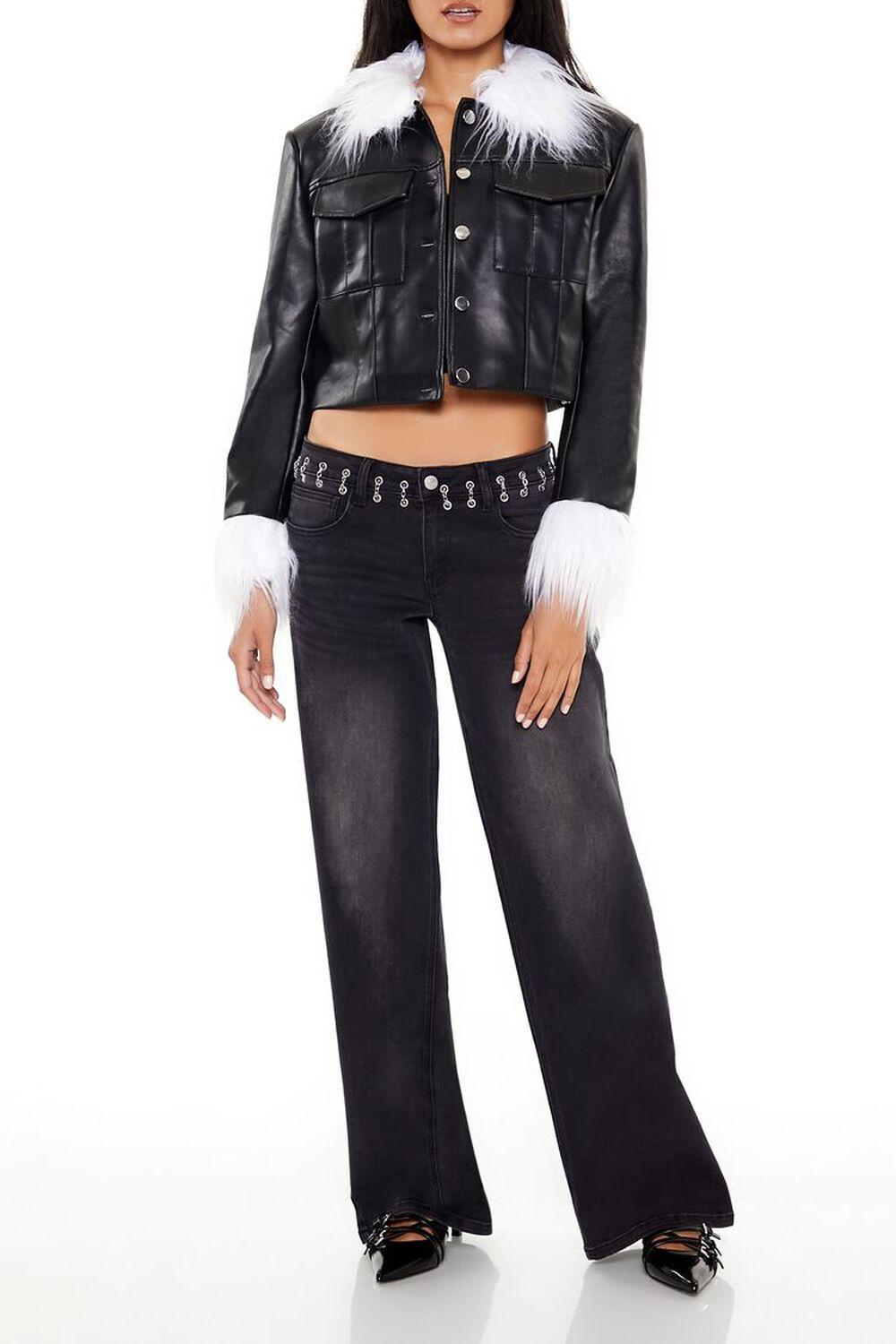 Faux Fur & Leather Trucker Jacket | Forever 21 Product Image