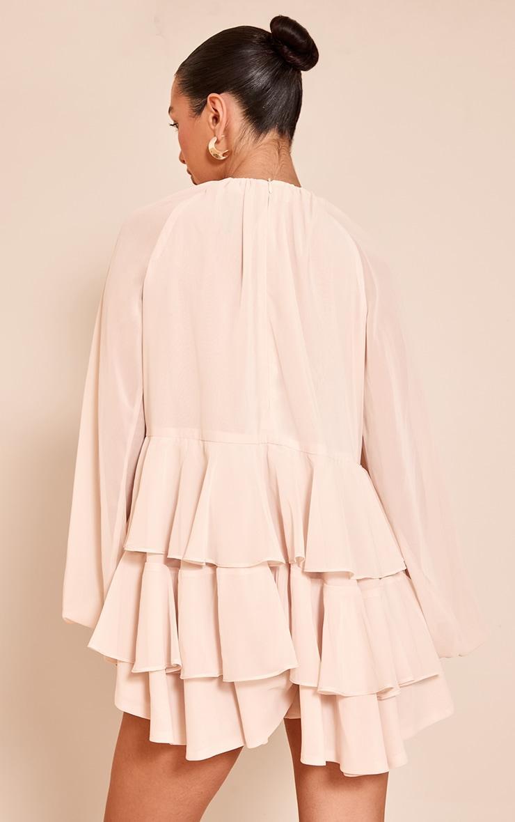 Cream Chiffon Frill Detail Shift Romper Product Image