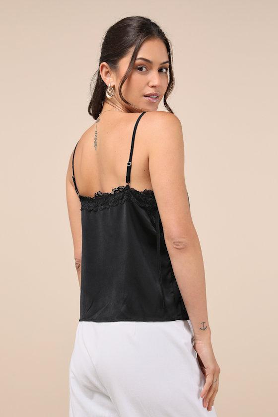 Remarkably Darling Black Lace Bow Strap Cami Top Product Image