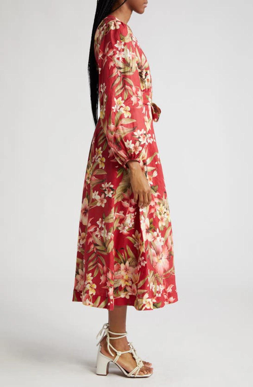 ZIMMERMANN Lexi Floral Wrap Maxi Dress In Red Product Image